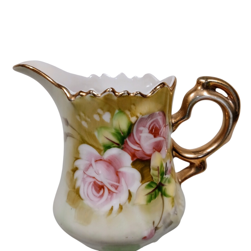 Lefton China Creamer 3 1/2 Inch Heritage Green Rose 3066 VTG - Picture 6 of 16